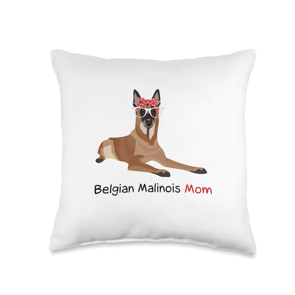 2767 Belgian Malinois Mom Bandana Dog Throw Pillow